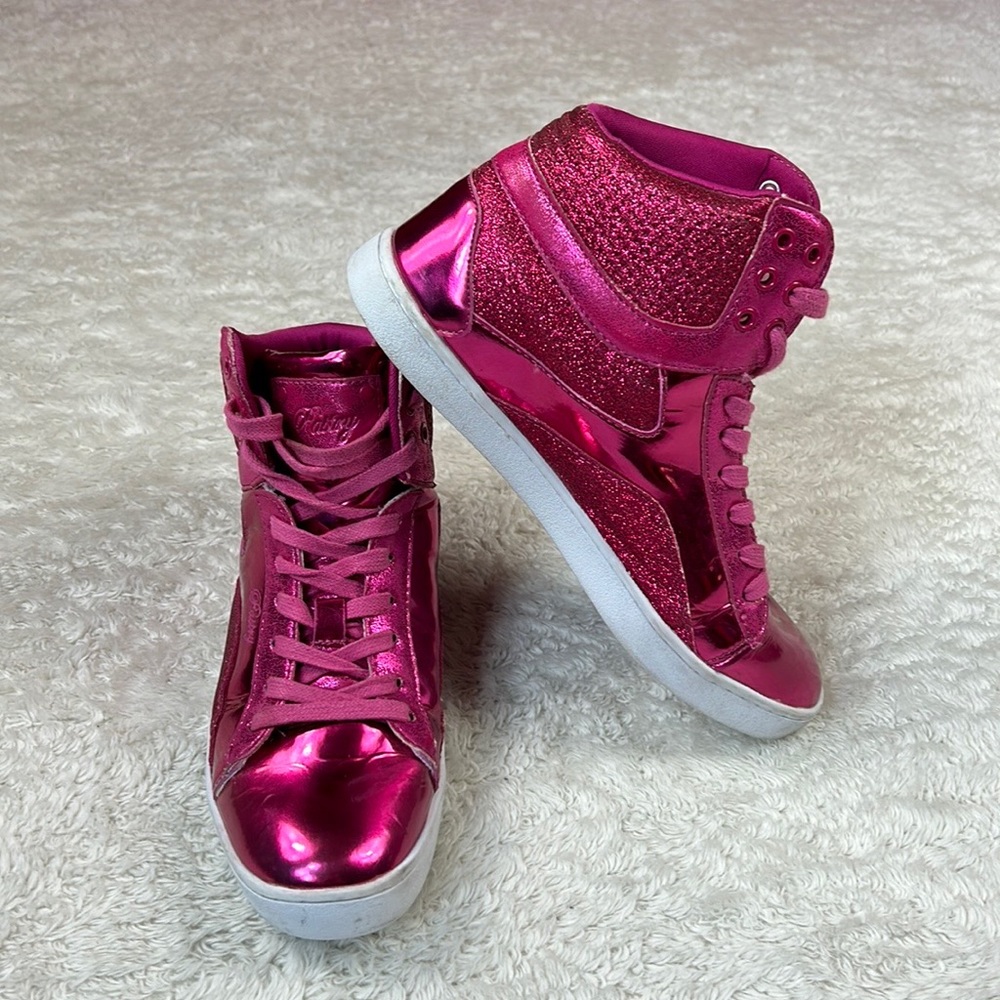 Pastry Pop Tart Glitter hot pink high top sneakers, size 10